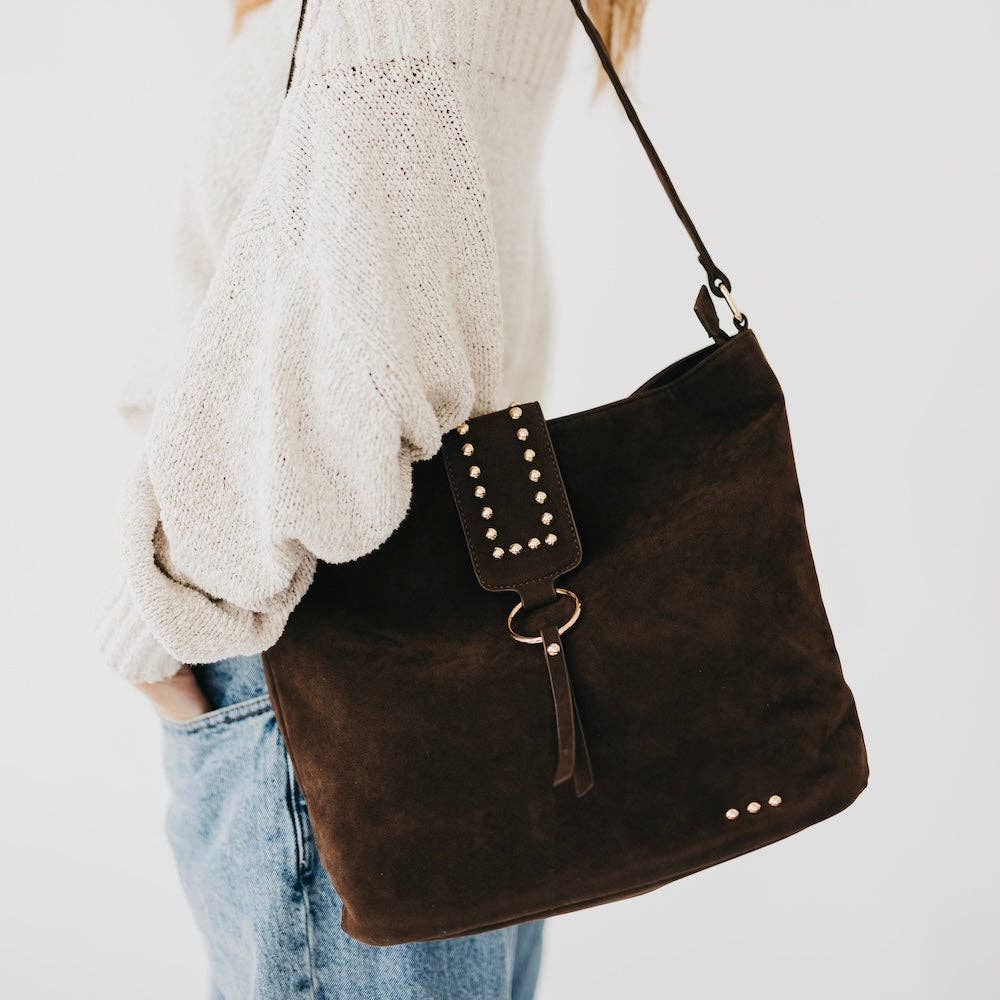 Pretty Simple Rosemary faux suede bucket bag