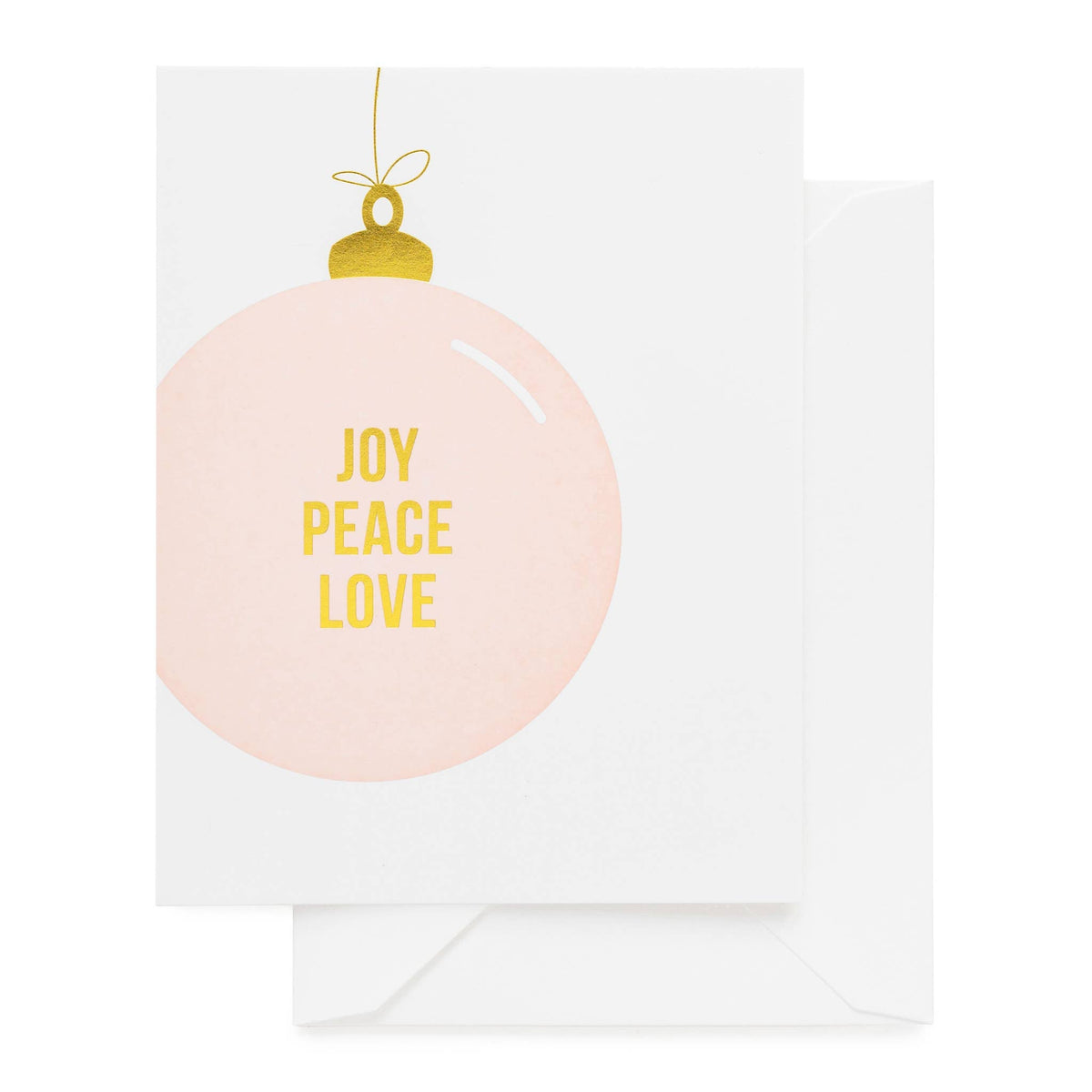 Sugar Paper Joy Peace Love letterpress holiday card, gold foil