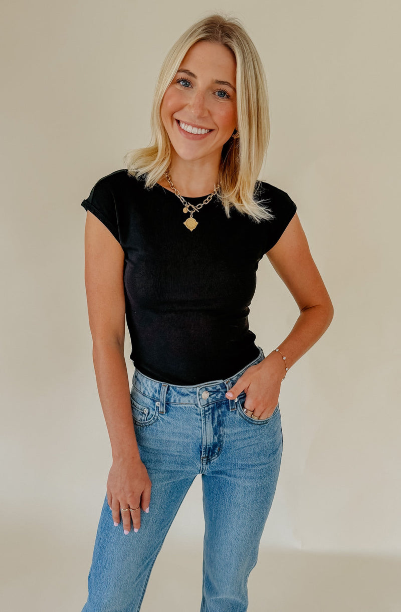 Soft Trace Second Skin Top in Black - front