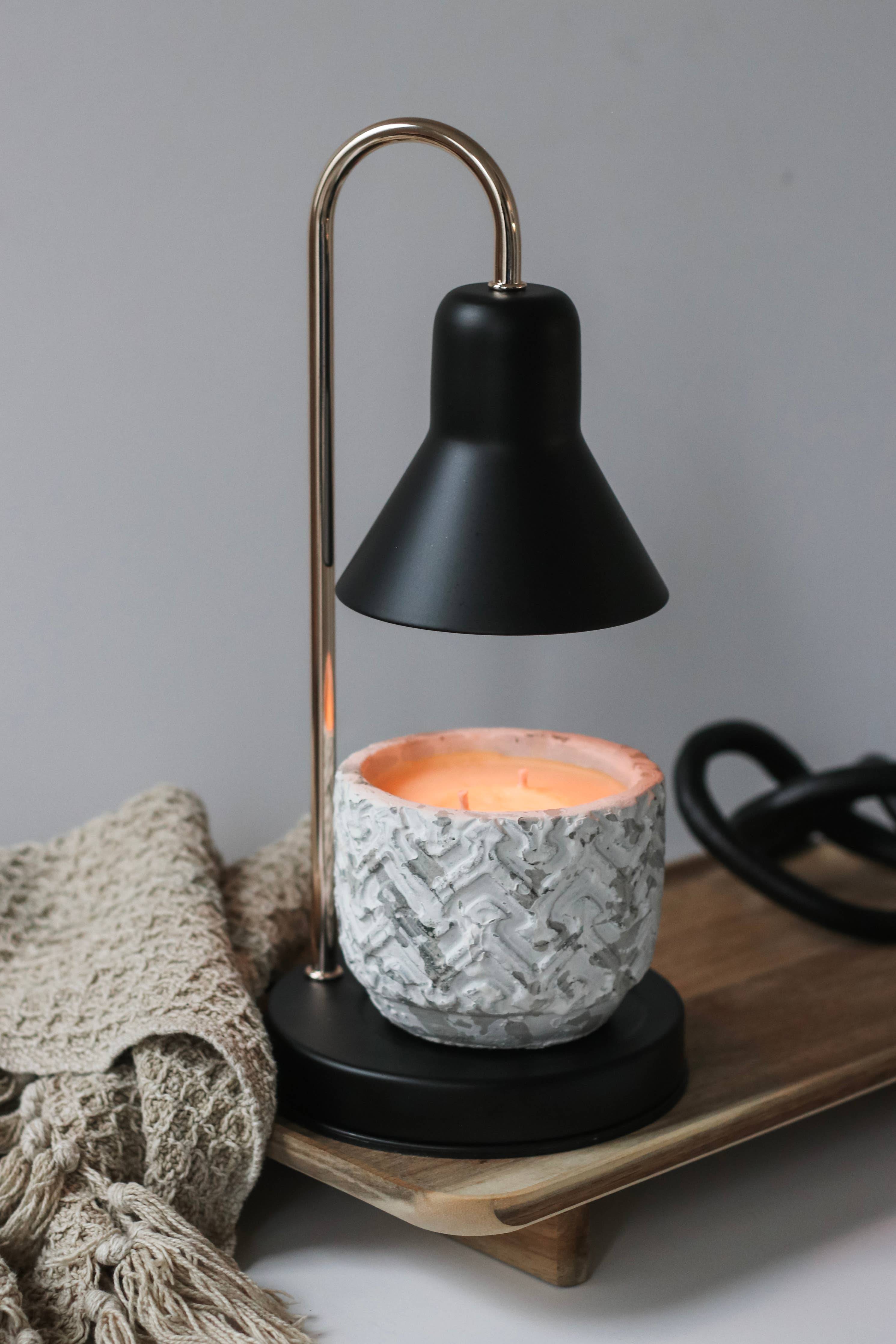 Electric Candle Warming Lamp, Black & Gold