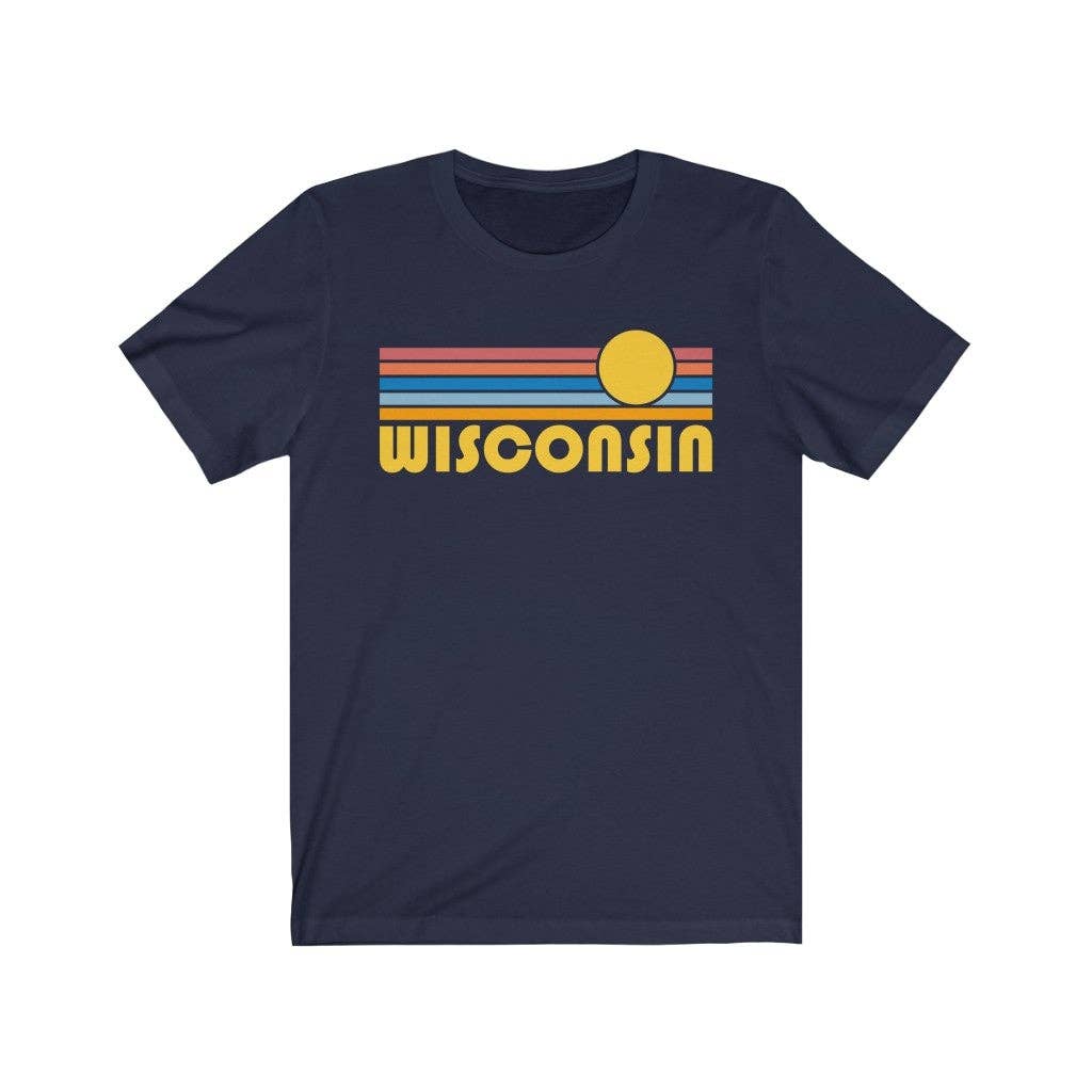 Wisconsin T Shirt, Retro Sunrise Unisex Graphic Tee