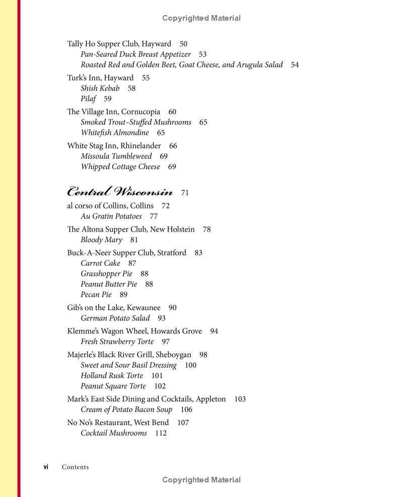 Wisconsin Supper Club Cookbook, interior page spread