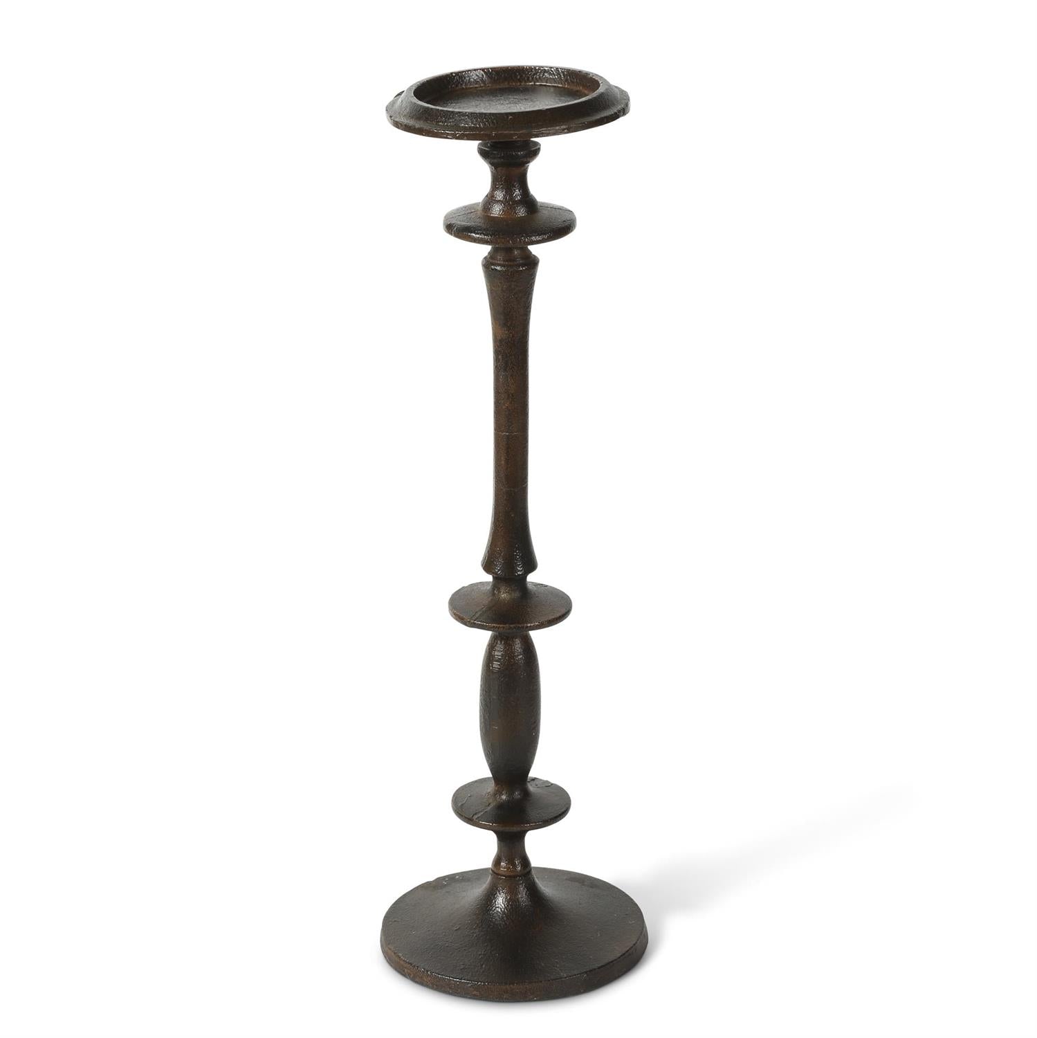 Large Distressed Brown Tin Candleholder