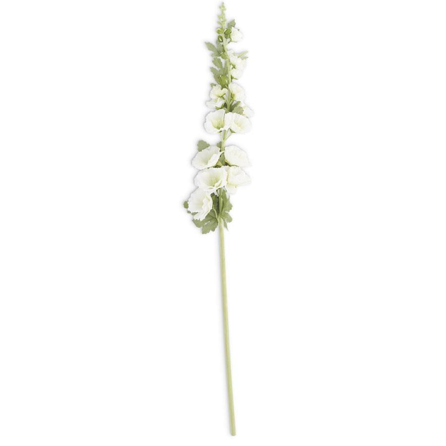 White hollyhock stem, 43 inches, artificial floral