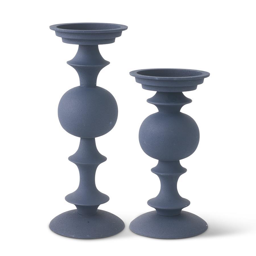 Navy Blue Matte Metal Candleholders, 2 sizes