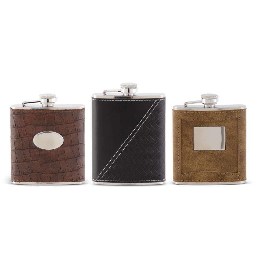 Assorted Leather Flasks (3 Styles)