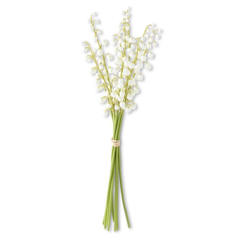 White Real Touch Lily of The Valley Bundle, 17"