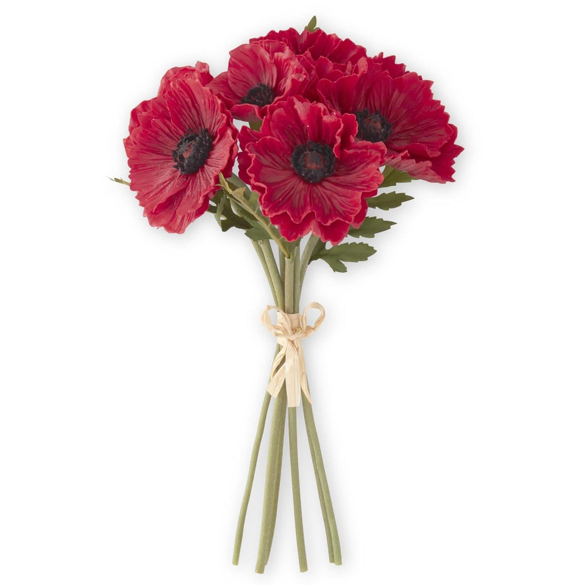 Red real touch poppy bundle, 6 stems, 12.5 inches, artificial floral