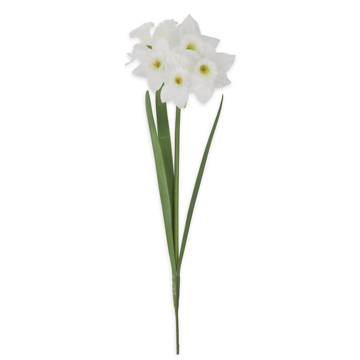 White daffodil stem, 6 blooms and buds, 18 inches, artificial floral