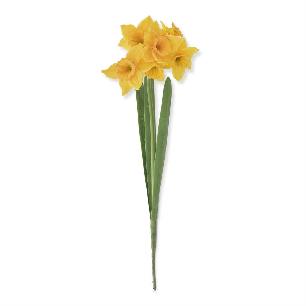Yellow daffodil stem, 6 blooms and buds, 18 inches, artificial floral