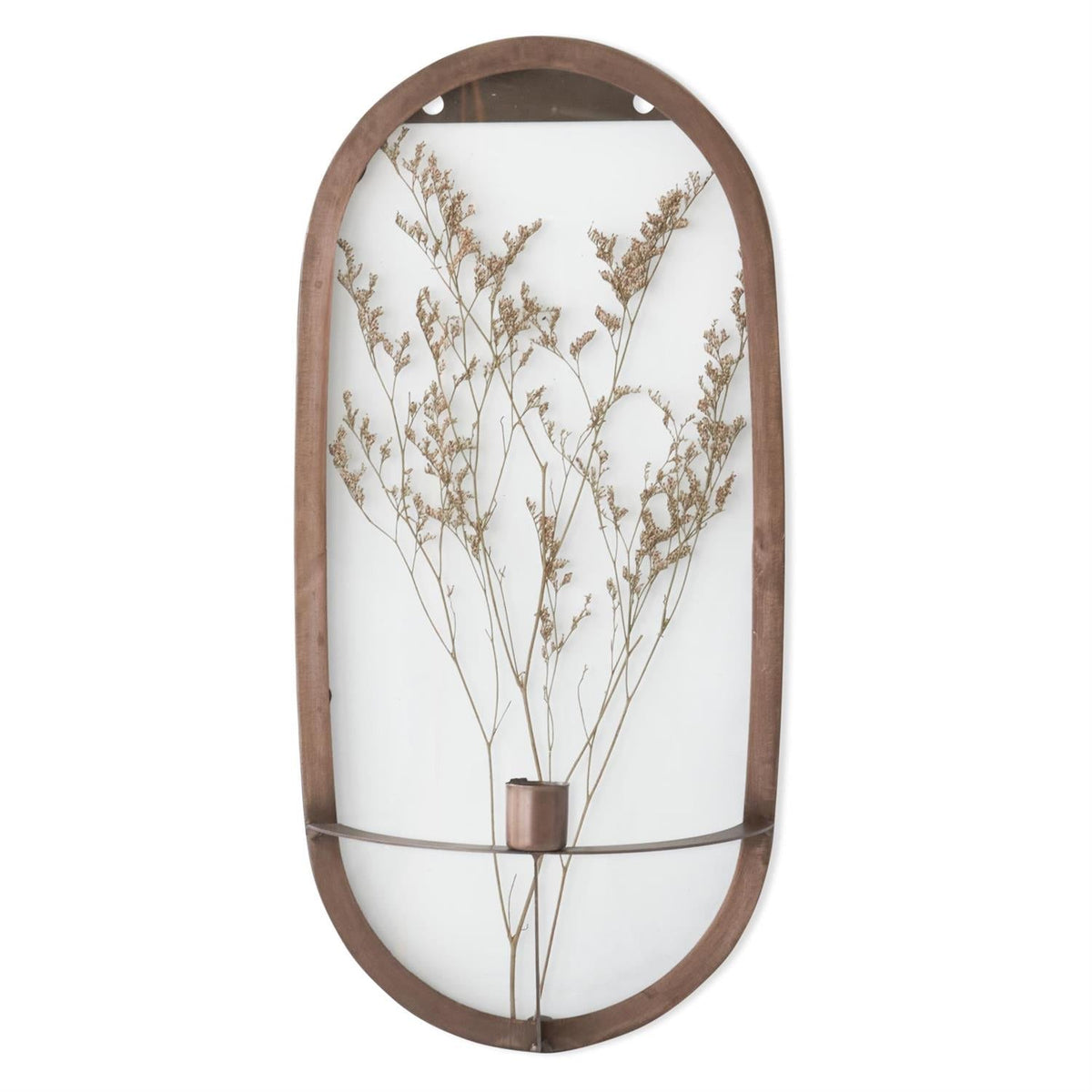 Oval dried floral display wall hanging, 14.5 inches
