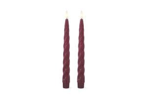 Spiral LED taper candle, burgundy color