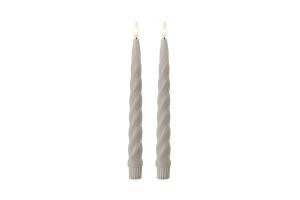 Spiral LED taper candle, taupe stone color