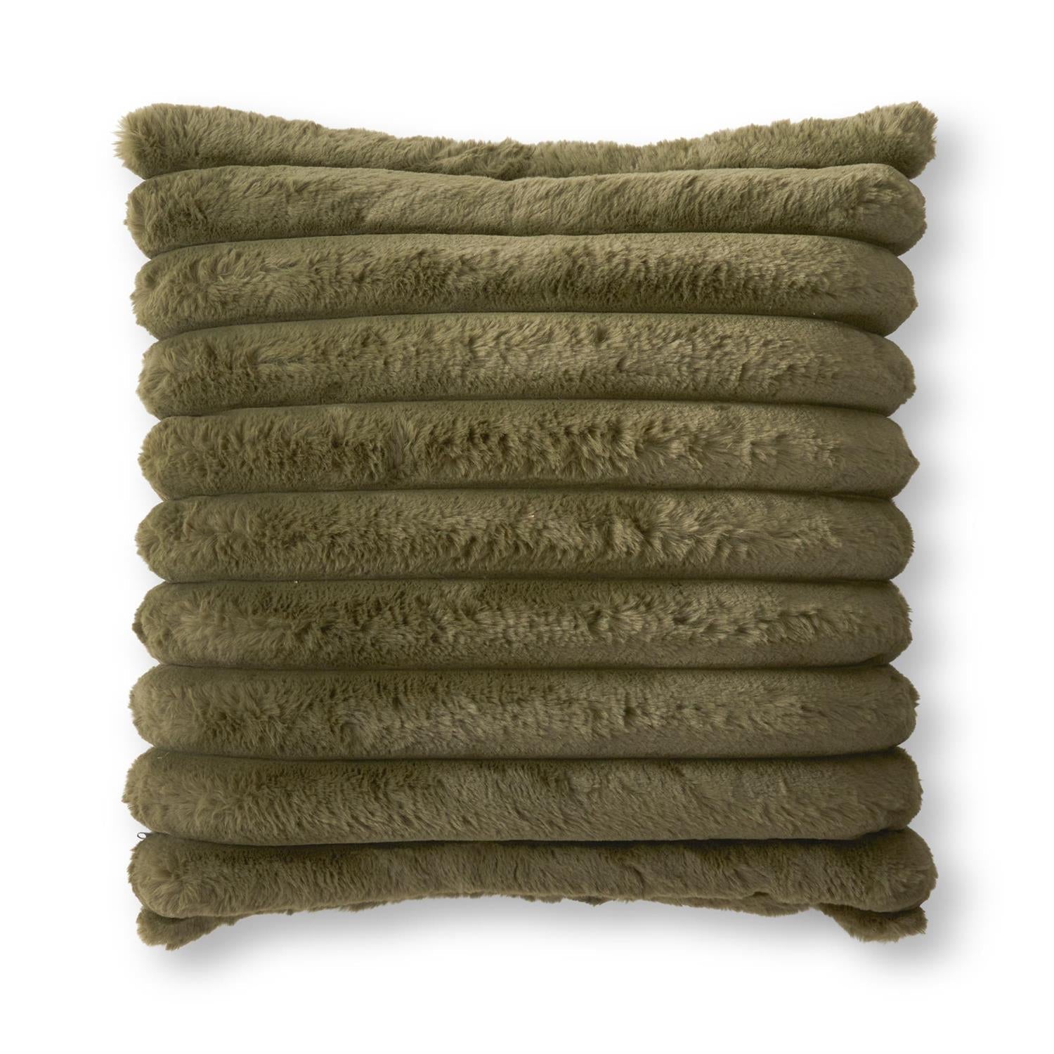 24" Dark Green Faux Fur Pillow
