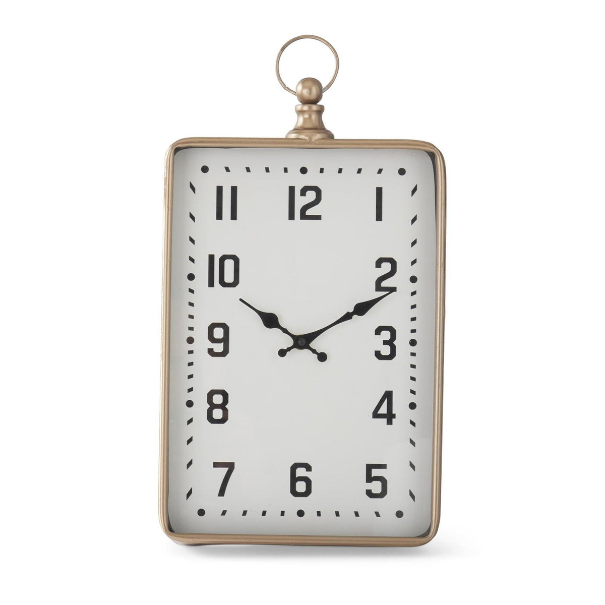 Antique gold rectangular wall clock, 16 inch