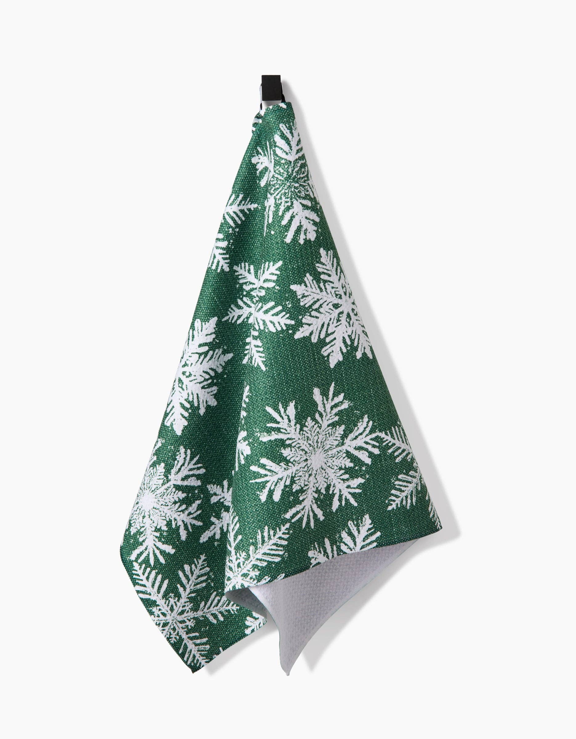 Snowy Days Green Tea Towel