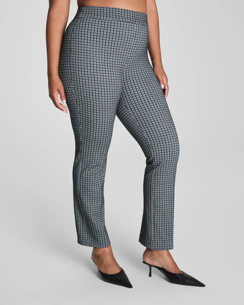 Spanx ponte slim leg pant, jacquard pattern, back view