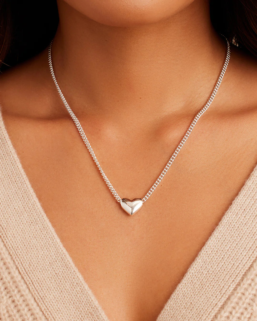 Lou Helium Heart Necklace, available in Gold and Silver