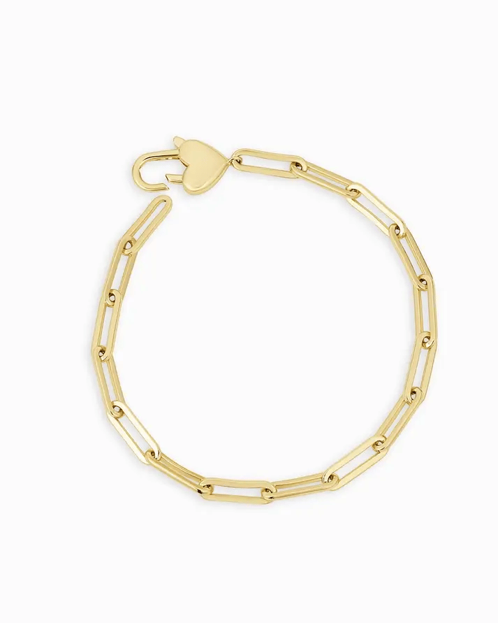 Heart Padlock Bracelet, available in silver or gold