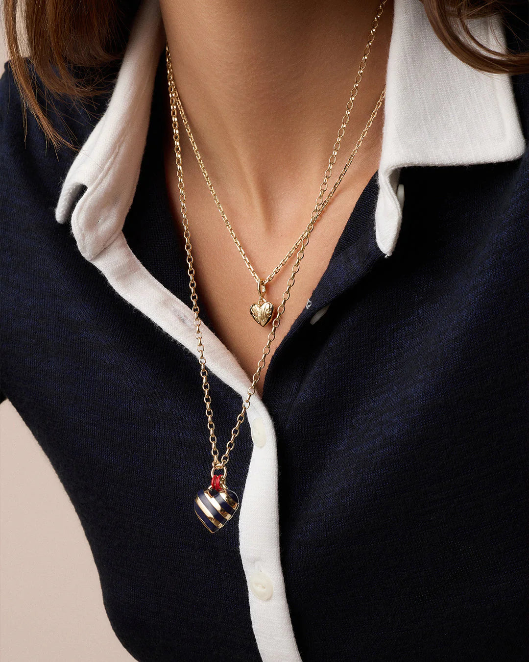 Campbell Enamel Heart Pendant Necklace, Blue