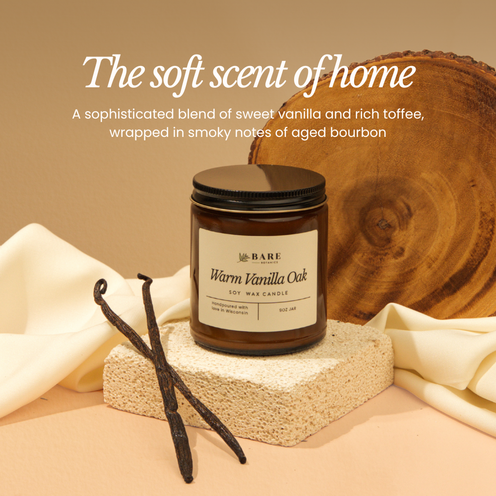 Warm Vanilla Oak Soy Wax Candle