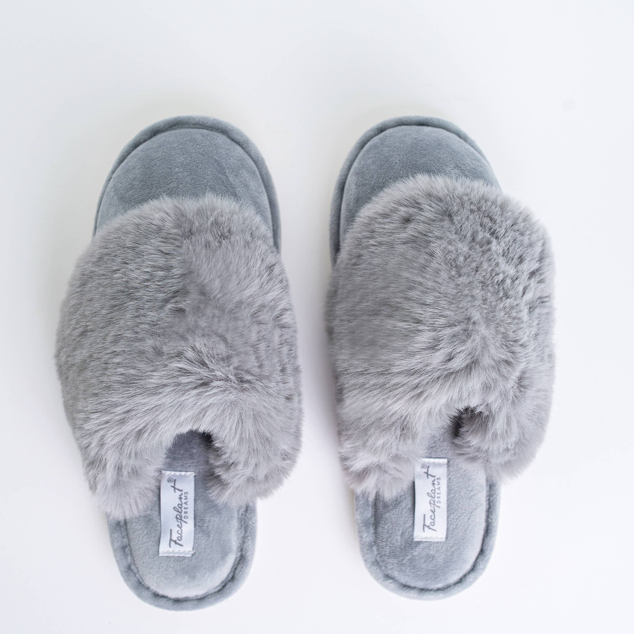 Faceplant furry slide slippers, color options