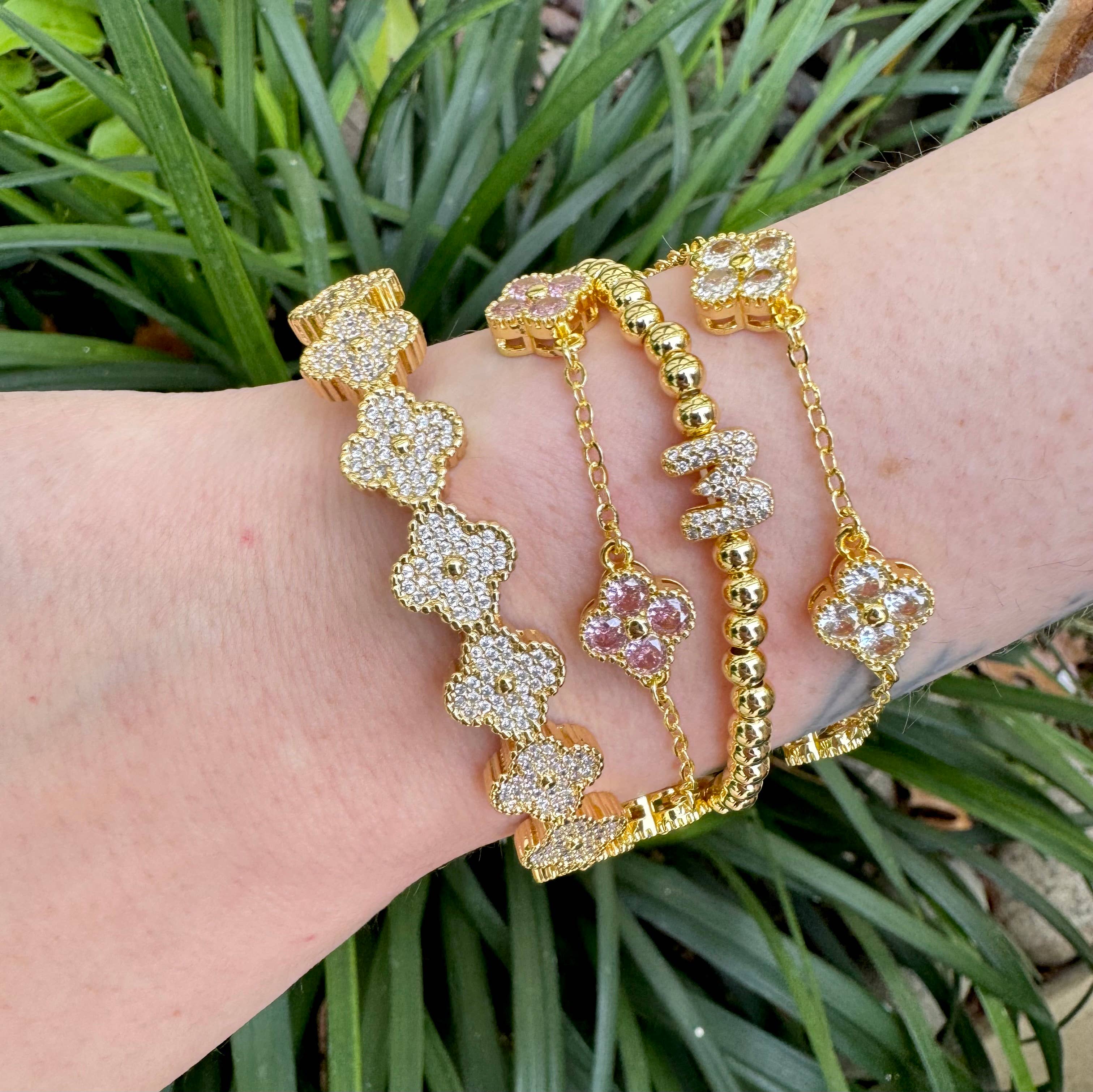CZ Initial Beaded Bracelet - Top 12