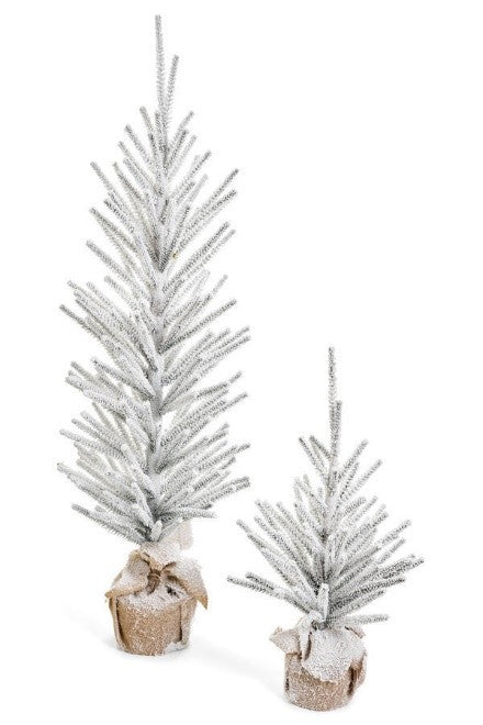 TREE LG SNOWY PINE BURLAP BASE PLASTIC WHITE
