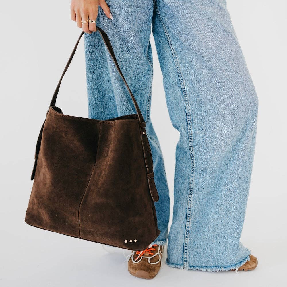 Pretty Simple Evie faux suede hobo shoulder bag