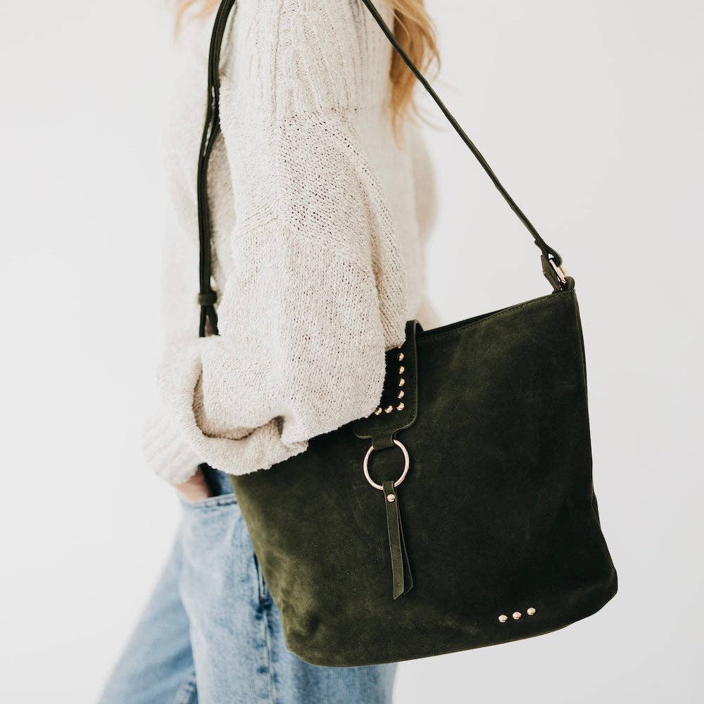 Pretty Simple Rosemary faux suede bucket bag