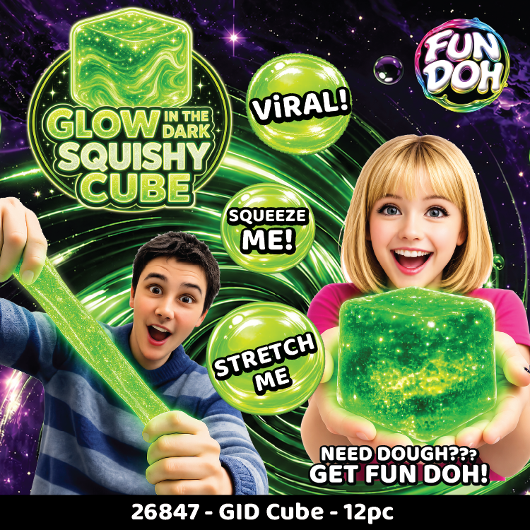 Fun Doh Glow-in-the-Dark Squishy Sparkle Cube