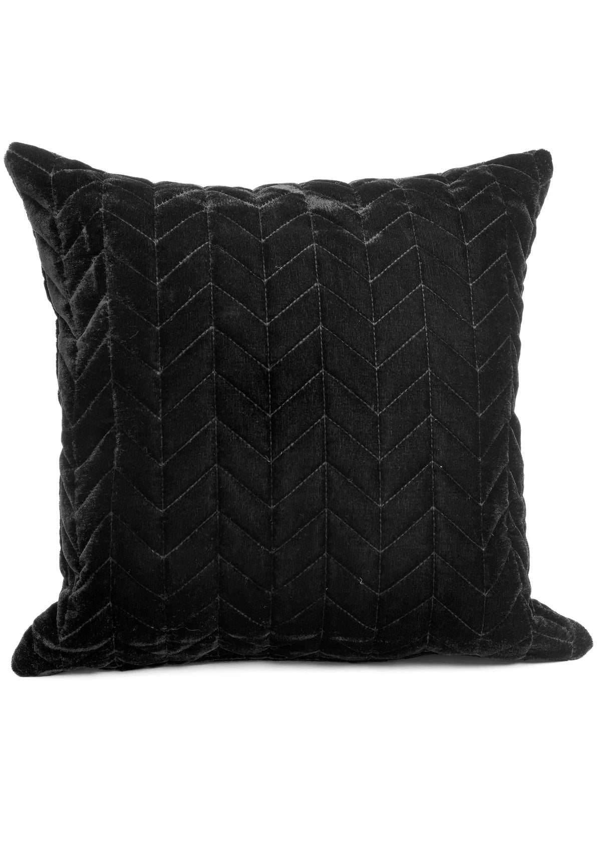 Quilted cotton pillow, black, 18x18 inches