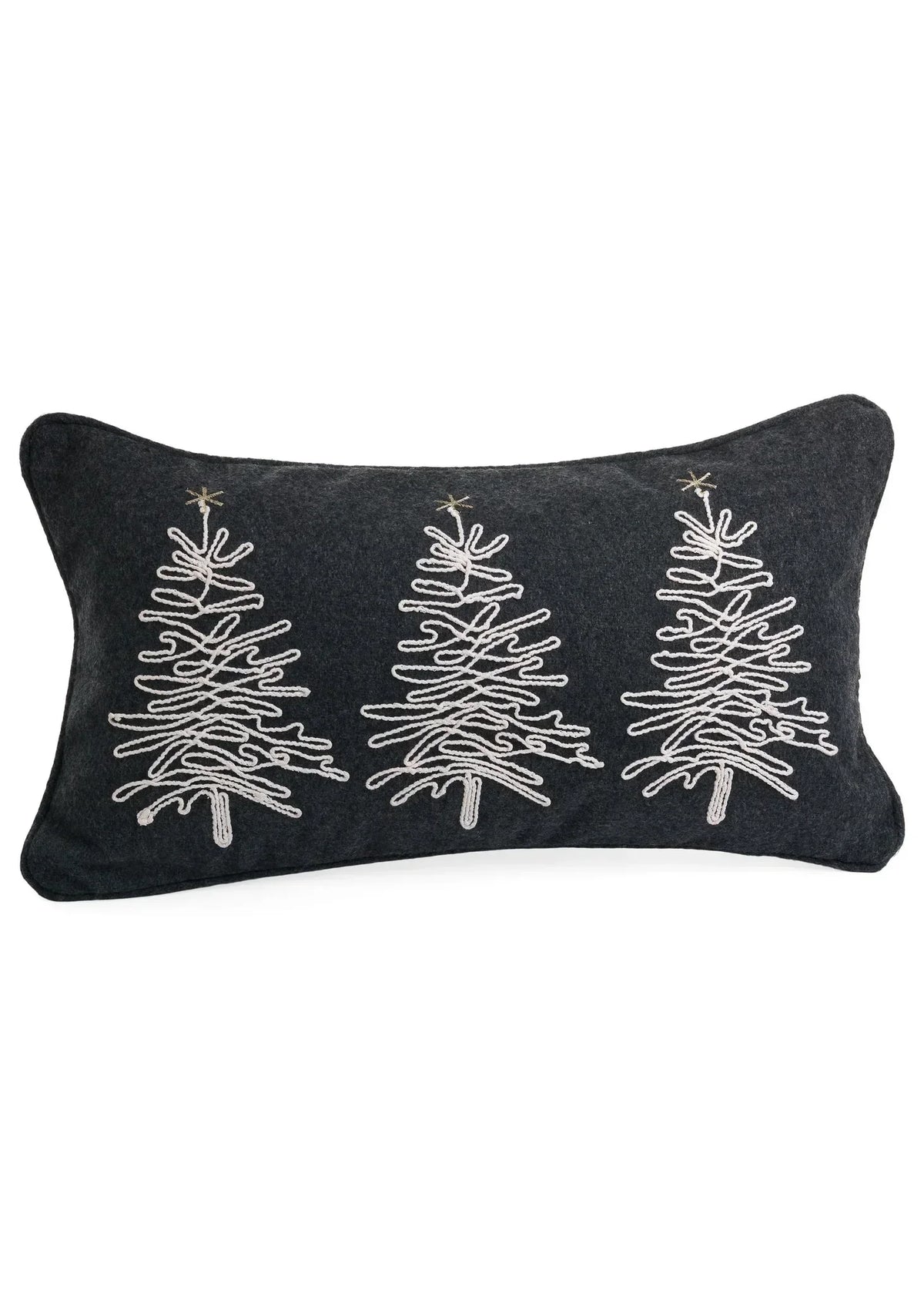 Tree cord wool acrylic pillow, gray and white, 12x22 inches