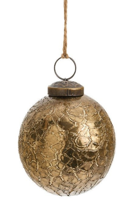 ORNAMENT CRACKLE GLASS VENETIAN GOLD 3X3