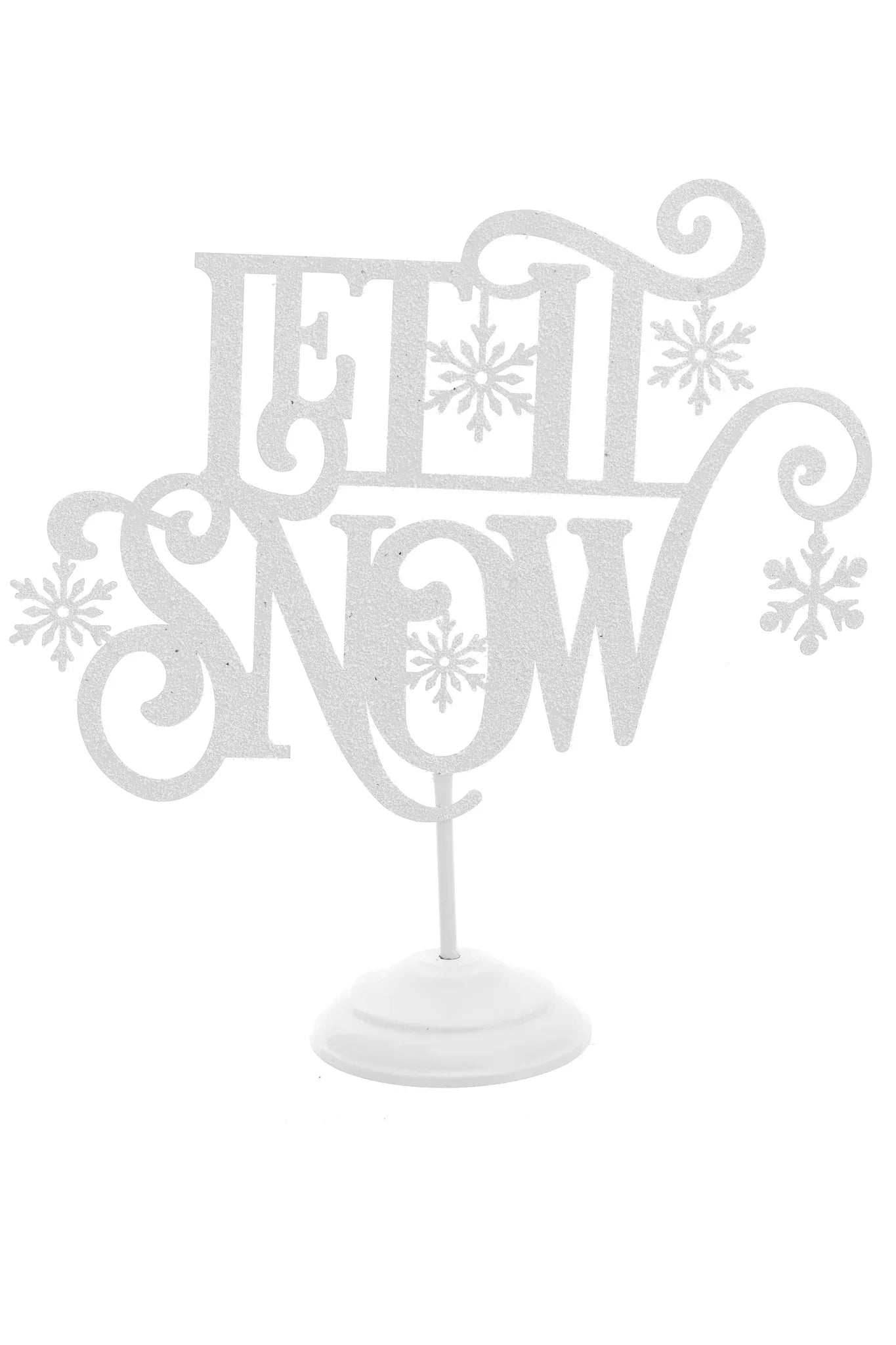 XMAS TABLE TOP LET IT SNOW IRON WH 16H