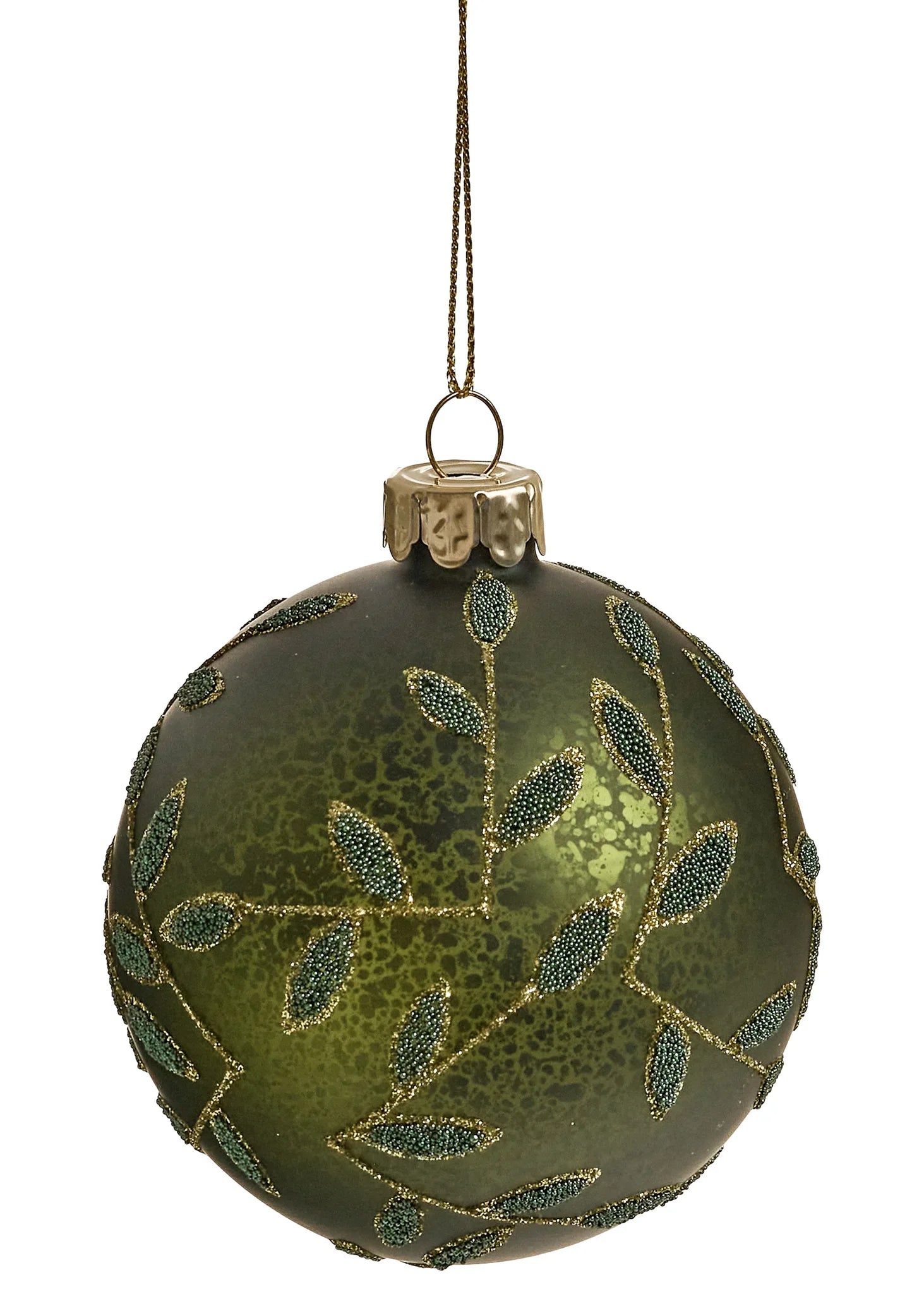 ORNAMENT MINI LEAF GLASS GREEN 3X3