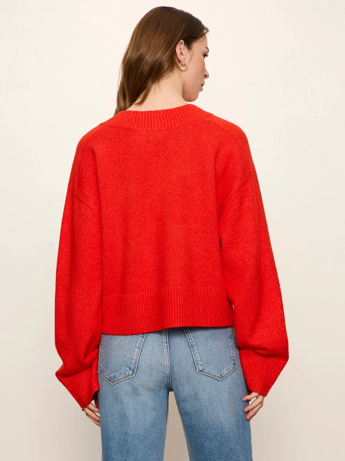 Vanna Vneck Sweater, Red Hot