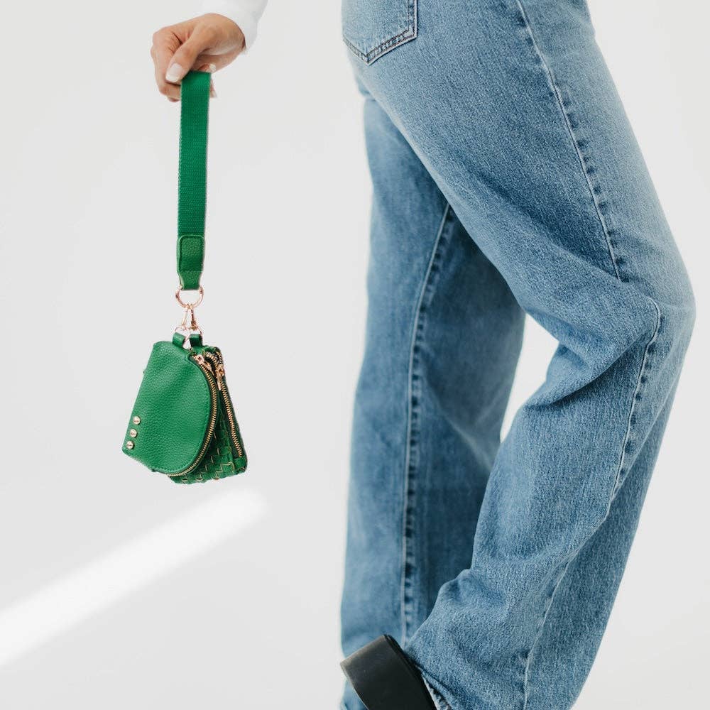 Wonderlust Woven Dual Pouch Wristlet, available in 4 colors