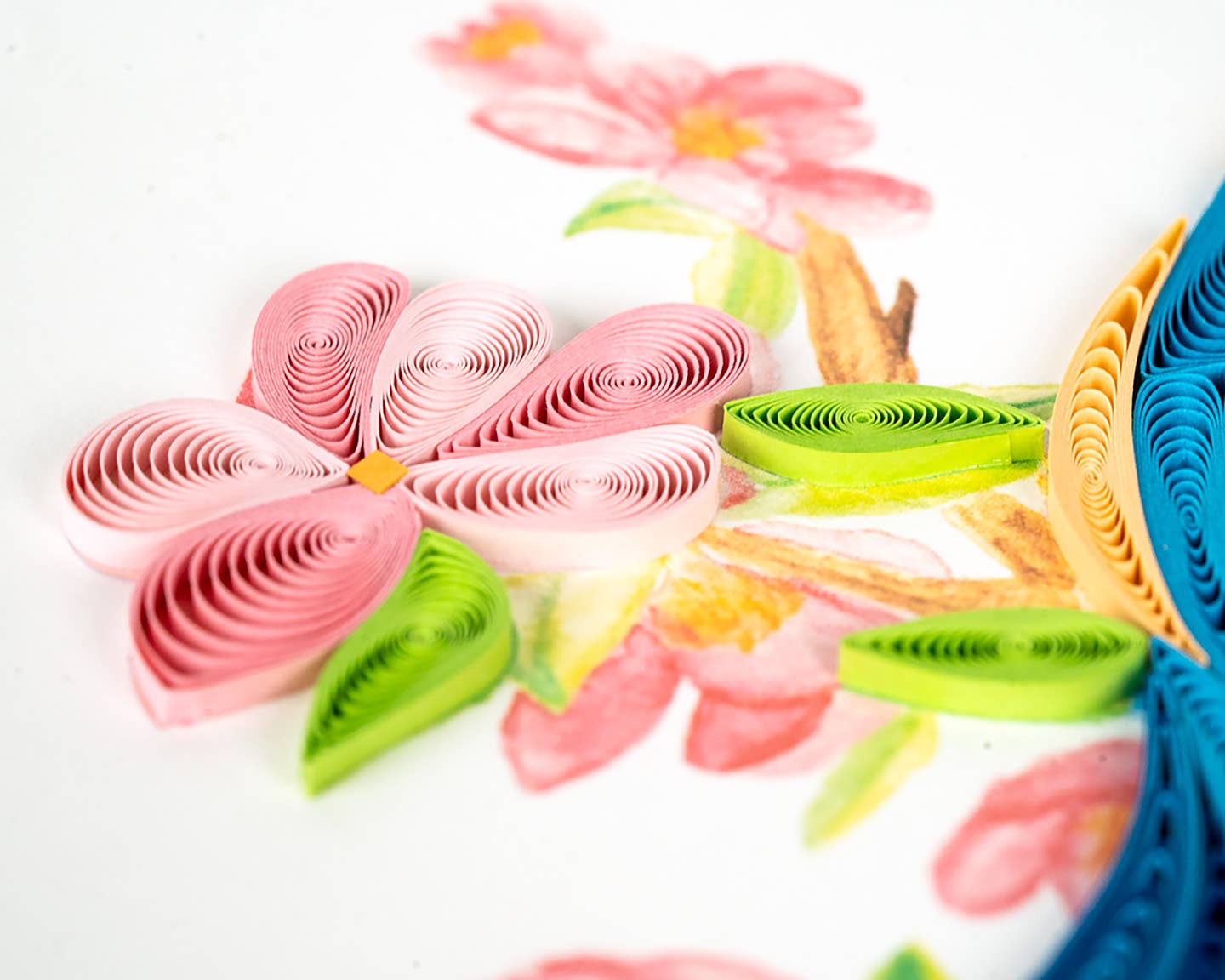 Quilled Bluebird on Flower Branch Greeting Card