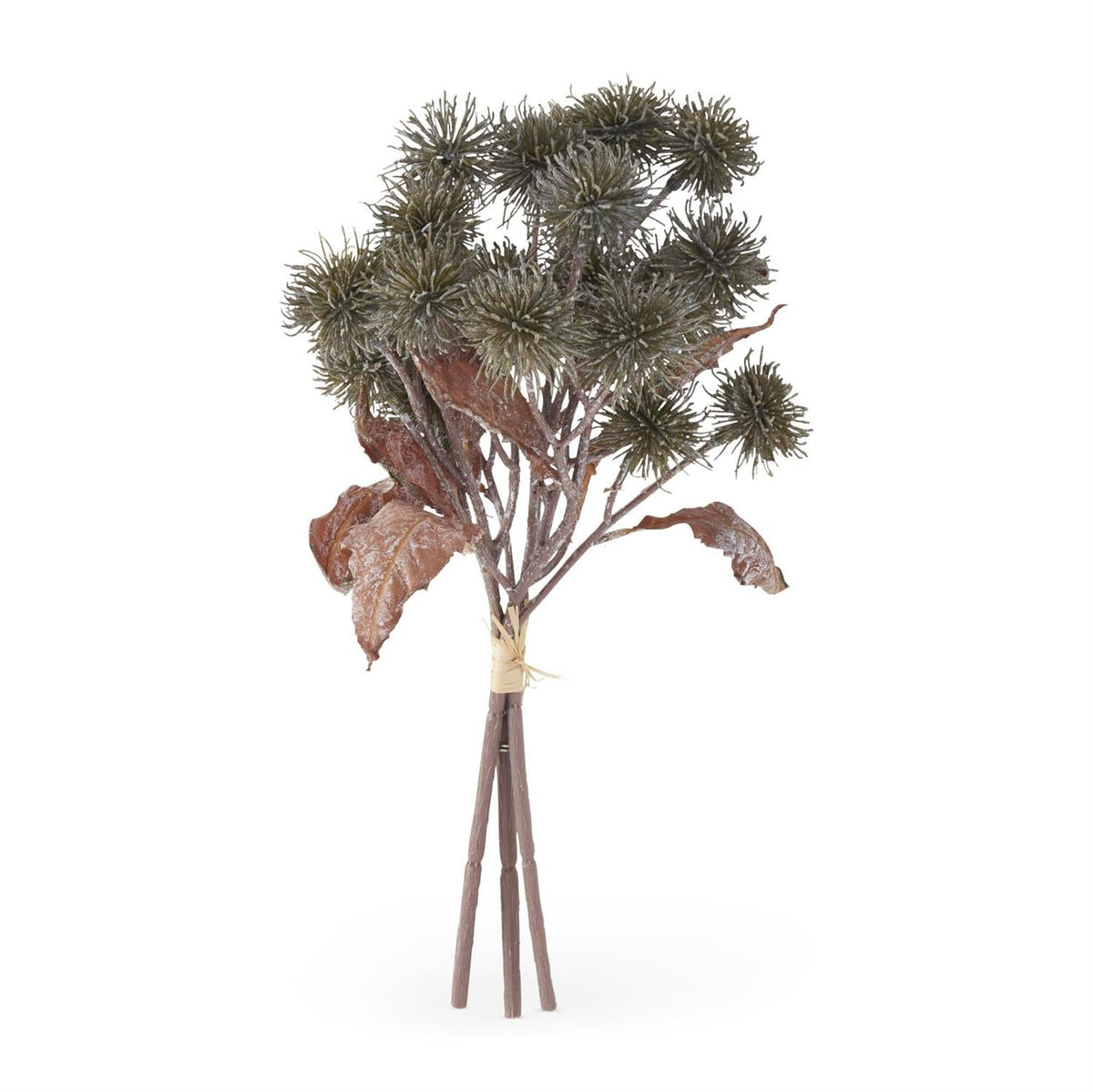 Green sycamore fruit bundle, 3 stems, 15 inches, artificial floral