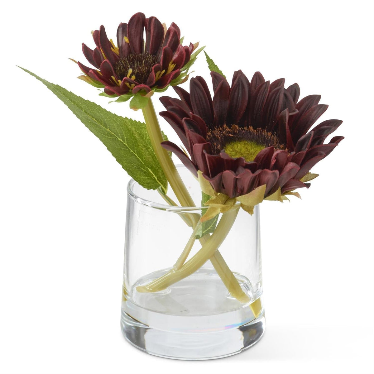 Burgundy real touch sunflower, 6.5 inches, artificial floral bloom