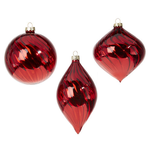 Red blown glass ornament, various styles