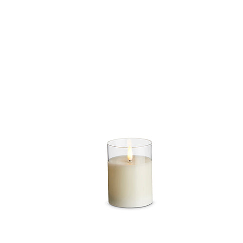 Clear Glass Ivory Pillar Candle, 3 sizes