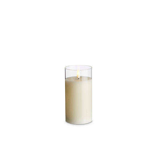 Clear Glass Ivory Pillar Candle, 3 sizes
