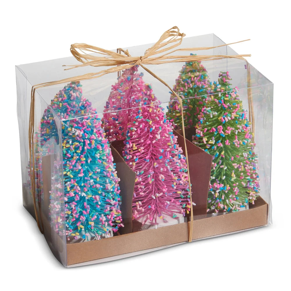 5.5" Box of Bottle Brush Trees with Sprinkles