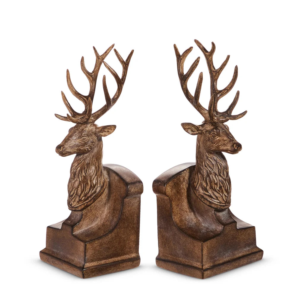 9.5" Antique Deer Book Ends
