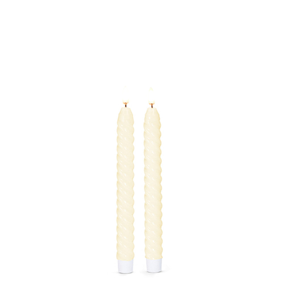 Ivory Twist Battery Operated Realistic Flame Taper Candles 10.5"