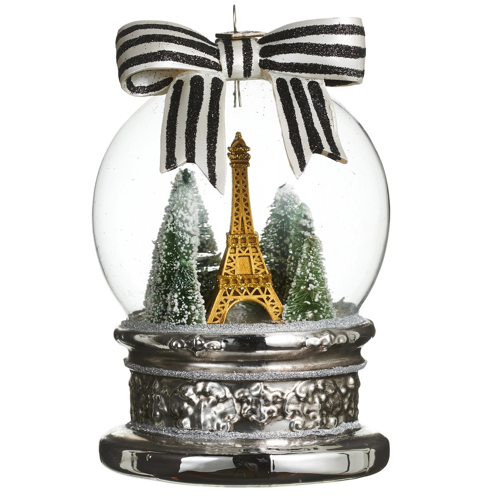 Raz Imports grey and silver glass globe Christmas ornament, 5.5 inches