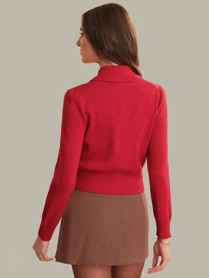 525 Collared Pullover in Red