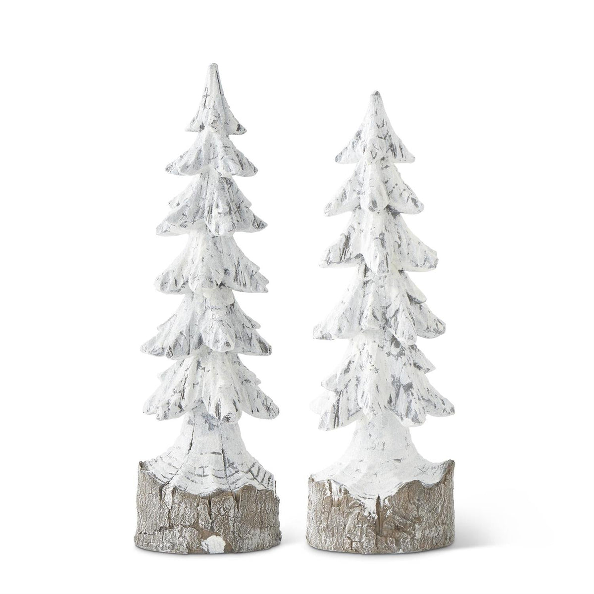 Resin antique silver and white decorative trees, 2 sizes